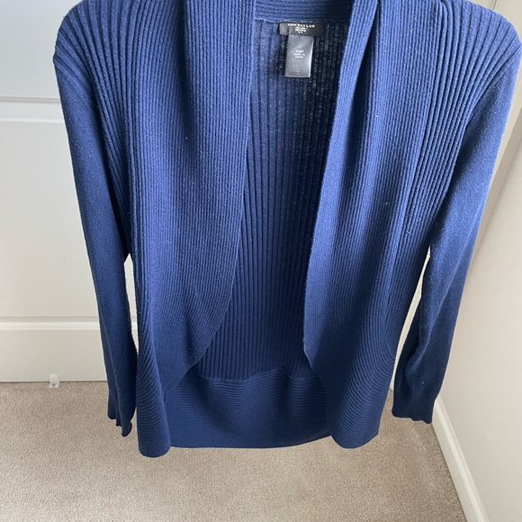 Ann Taylor Navy Ribbed Cardigan, XSP - Picture 5 of 10